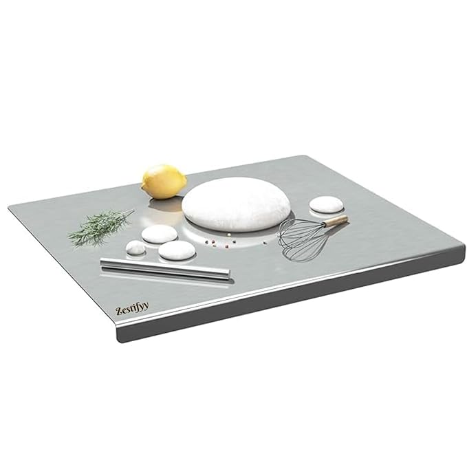 Zestifyy Premium Stainless Steel Chopping Board Large – Essential Kitchen Accessories for Home Chefs - Anti-Bacteria & Durable Steel Surface for Vegetable Cutting and Meal Prep (41X31 CM)