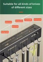 Kitchen Shelf Wall Mount Knife Holder,Towel Hanger, Spatula Ladle Hanging Hooks, Cutlery Holder Storage Rack High Grade Metal Multi-Purpose (44 x 4.5 x 8cm)