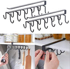 1 Pcs Double-Row 12 Hooks for Kitchen Storage - Cupboard Hanging Organizer for Coffee, Tea Cups, Towels, and More  Versatile Metal Hooks for Home, Office