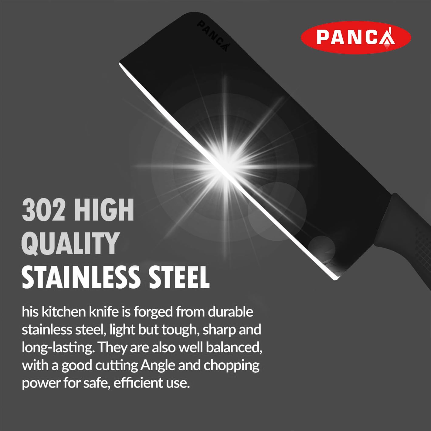 PANCA Knife Set of 3 with Cover, Stainless Steel Knives for Kitchen Sharp Edge Cutting Chef Knifes for Chopping Vegetables, Fruits, Multipurpose Knife, Kitchen Tools(Set of 3, Black)