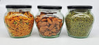 SITOVI Transparent Glass Jar and Container Air Tight Black Lid for Kitchen 400 ml Mataki Glass Jar with Airtight Metal Lid Pack of (6)