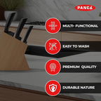 PANCA Knife Set of 3 with Cover, Stainless Steel Knives for Kitchen Sharp Edge Cutting Chef Knifes for Chopping Vegetables, Fruits, Multipurpose Knife, Kitchen Tools(Set of 3, Black)