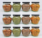 SITOVI Transparent Glass Jar and Container Air Tight Black Lid for Kitchen 400 ml Mataki Glass Jar with Airtight Metal Lid Pack of (6)